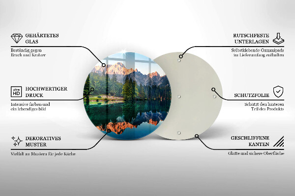 Üveg vágódeszka Erdő és hegyi tó