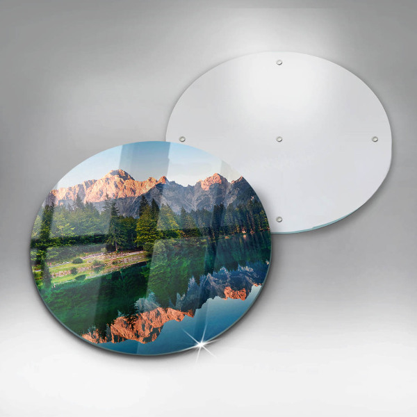 Üveg vágódeszka Erdő és hegyi tó