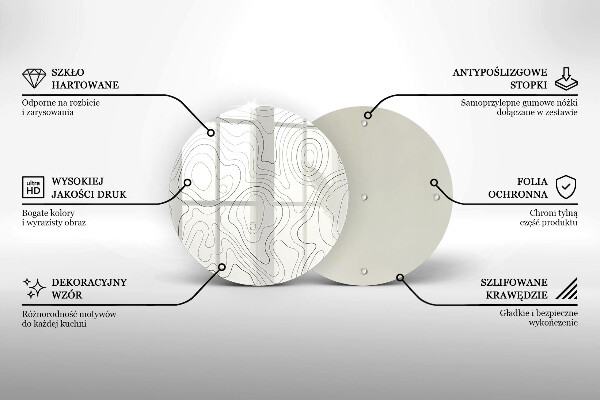 Üveg vágódeszka Line art design
