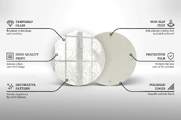 Üveg vágódeszka Line art design
