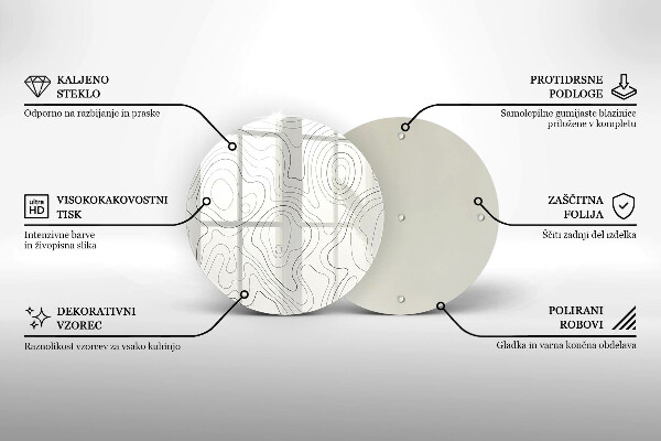 Üveg vágódeszka Line art design