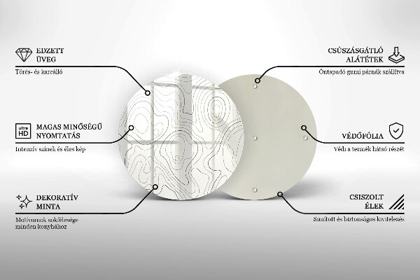 Üveg vágódeszka Line art design