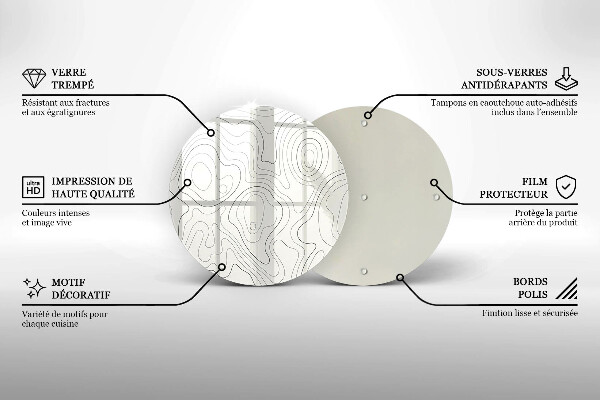 Üveg vágódeszka Line art design