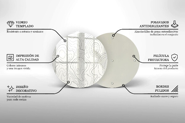 Üveg vágódeszka Line art design