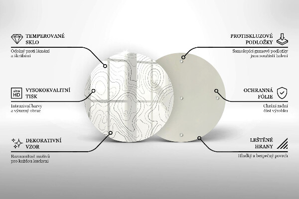 Üveg vágódeszka Line art design