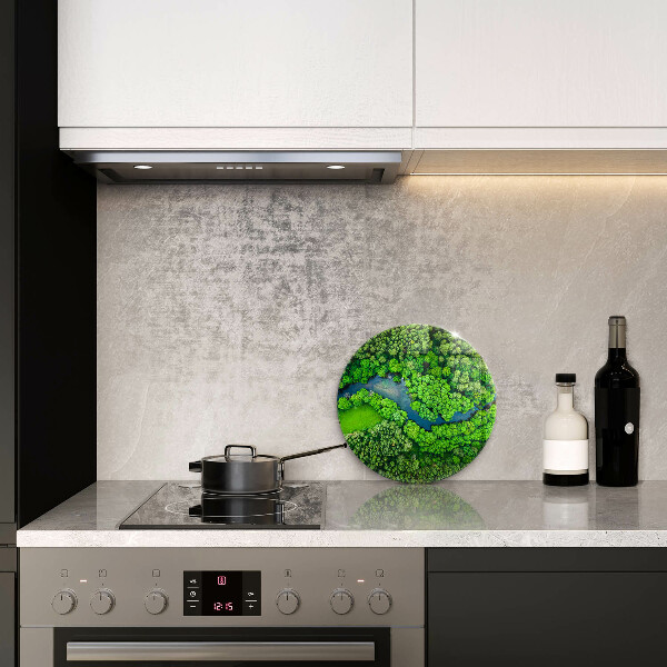 Üveg vágódeszka Erdő és folyó madártávlatból