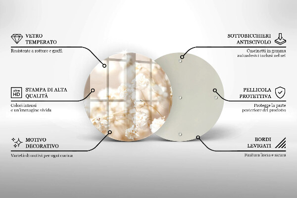 Üveg vágódeszka Finom fehér virágok