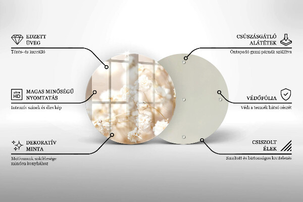 Üveg vágódeszka Finom fehér virágok