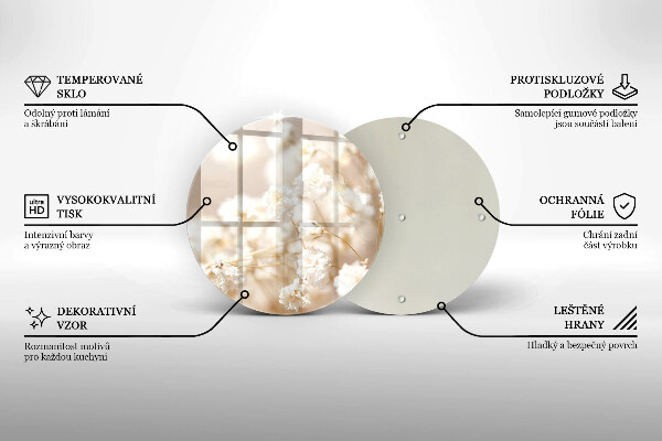 Üveg vágódeszka Finom fehér virágok