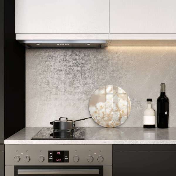 Üveg vágódeszka Finom fehér virágok