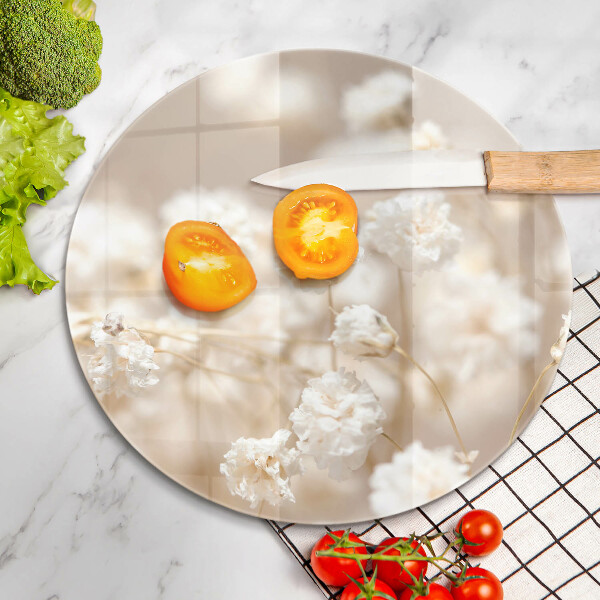 Üveg vágódeszka Finom fehér virágok