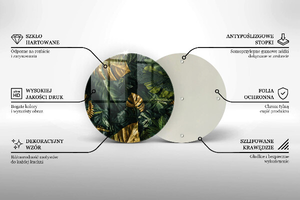 Üveg vágódeszka Arany monstera levelek