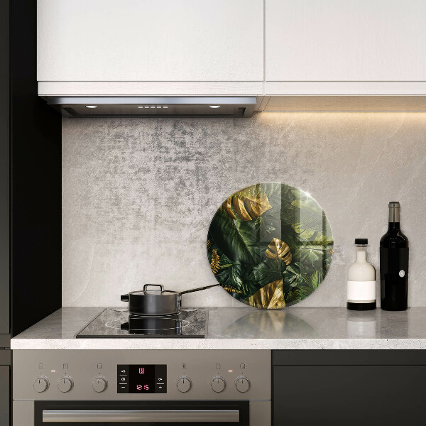 Üveg vágódeszka Arany monstera levelek