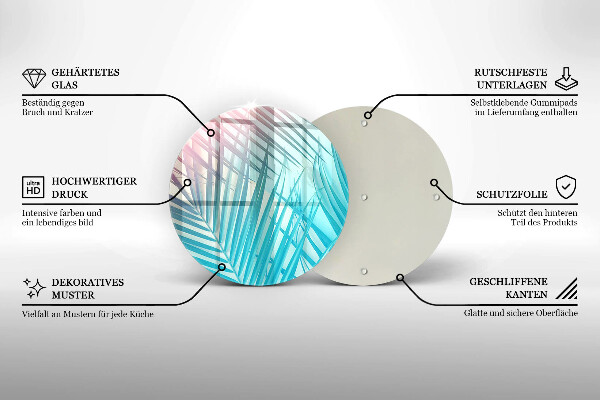 Üveg vágódeszka Pasztell levelek