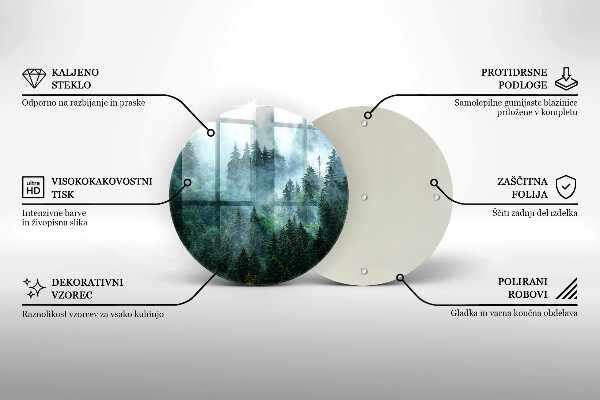 Üveg vágódeszka Erdő a ködben