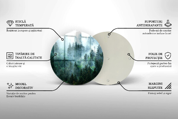 Üveg vágódeszka Erdő a ködben