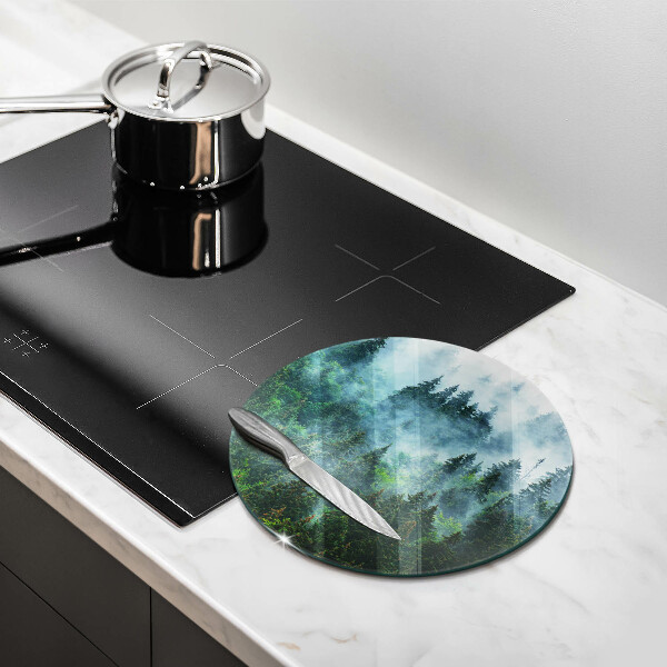 Üveg vágódeszka Erdő a ködben