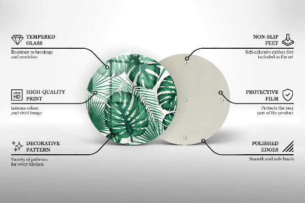 Üveg vágódeszka Monstera levelek