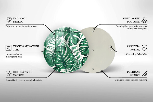 Üveg vágódeszka Monstera levelek