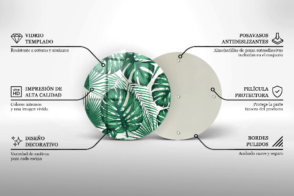 Üveg vágódeszka Monstera levelek