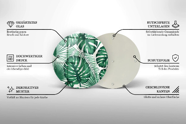 Üveg vágódeszka Monstera levelek