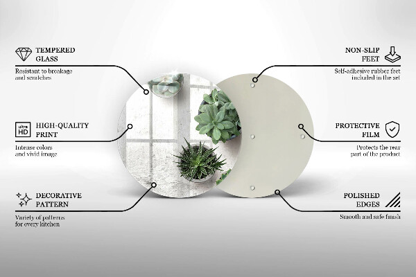 Üveg vágódeszka Pozsgás növények betonon