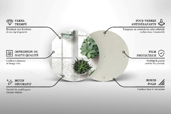Üveg vágódeszka Pozsgás növények betonon