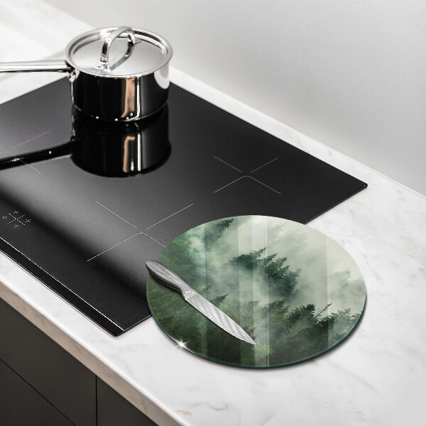 Üveg vágódeszka Ködös erdei táj