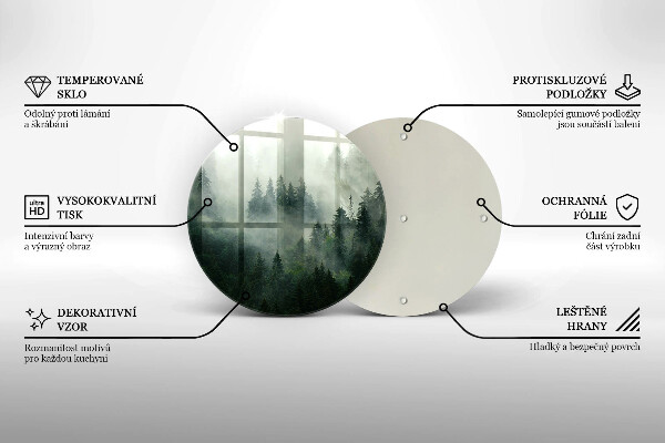 Üveg vágódeszka Ködös erdei táj