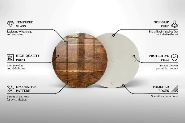 Üveg vágódeszka Fa táblák és levelek