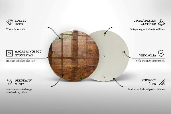 Üveg vágódeszka Fa táblák és levelek