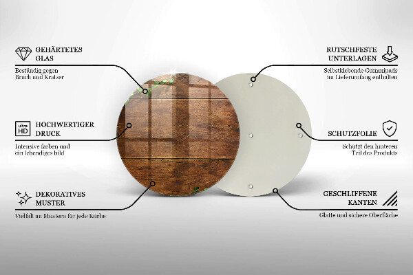 Üveg vágódeszka Fa táblák és levelek