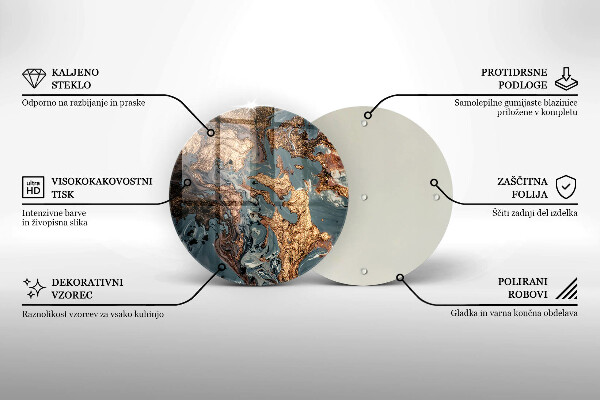 Üveg vágódeszka Dekoratív szikla arannyal