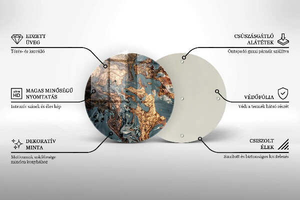Üveg vágódeszka Dekoratív szikla arannyal
