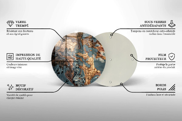 Üveg vágódeszka Dekoratív szikla arannyal