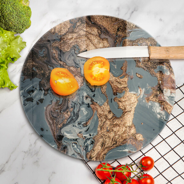 Üveg vágódeszka Dekoratív szikla arannyal