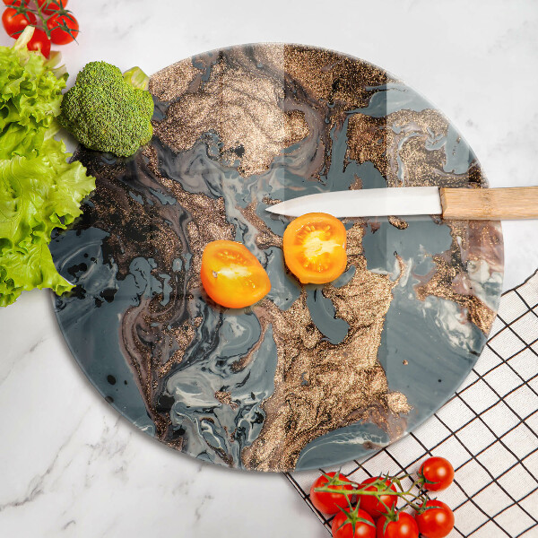 Üveg vágódeszka Dekoratív szikla arannyal