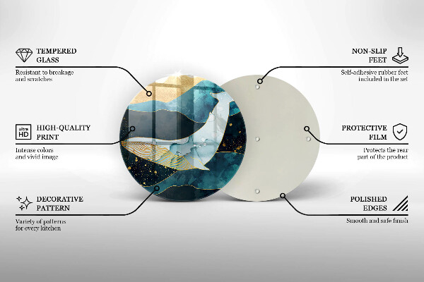 Üveg vágódeszka Bálna absztrakció