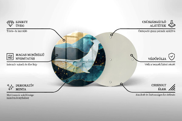 Üveg vágódeszka Bálna absztrakció