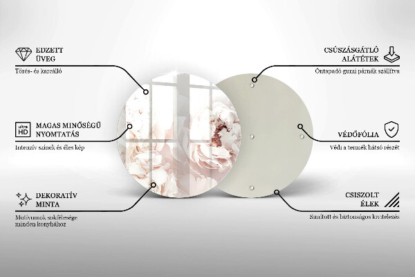 Üveg vágódeszka Pasztell bazsarózsa