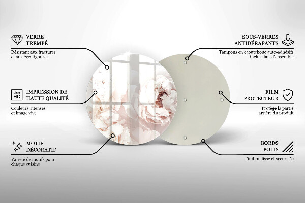 Üveg vágódeszka Pasztell bazsarózsa