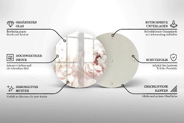Üveg vágódeszka Pasztell bazsarózsa