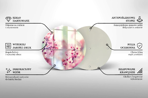 Üveg vágódeszka Tavaszi rózsaszín virágok