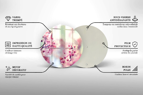 Üveg vágódeszka Tavaszi rózsaszín virágok