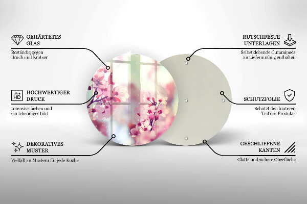 Üveg vágódeszka Tavaszi rózsaszín virágok
