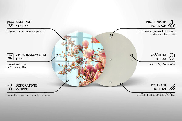 Üveg vágódeszka Rózsaszín virágú fa