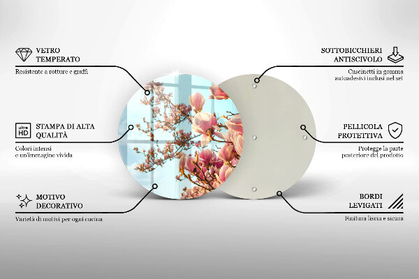 Üveg vágódeszka Rózsaszín virágú fa