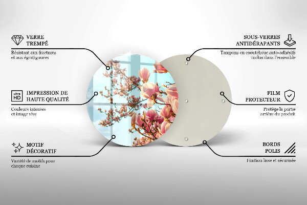Üveg vágódeszka Rózsaszín virágú fa