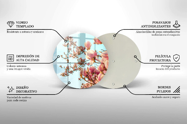 Üveg vágódeszka Rózsaszín virágú fa