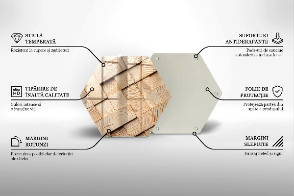 Üveg vágódeszka Fa négyzetek